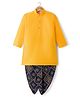 Ridokidz Cotton Woven Full Sleeves Kurta Dhoti Set with Floral Print - Yellow
