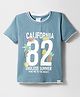Taeko Single Jersey Knit Half Sleeves T-Shirt with California Print - Blue