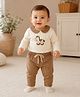 My Milestones Cotton Woven Full Sleeves Horse Embroidered Tee & Pant Set - Multi Colour