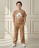 My Milestones Cotton knit Half Sleeves Animal & Wildlife Text Printed Tee & Pant Set - Brown