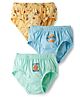 Tango Single Jersey Knit Sports Theme Printed Briefs Pack of 3 - Light Blue Green & Yellow