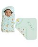 Fareto New Born Baby Hooded Quilted Wrapper  Soft & Cozy Blanket - Green