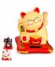 Sanjary Lucky Cat Maneki Neko Waving Figurine Solar Powered Feng Shui Fortune Wealth Decor for Home Office Shop Gift color design may vary