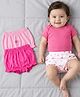Babyhug 100% Cotton Knit Bloomers with Floral & Heart Print Pack of 3 - Pink & White