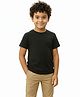 Charm n Cherish Cotton Knit Half Sleeves Solid Tee - Charcoal Black