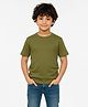 Charm n Cherish Cotton Knit Half Sleeves Solid Tee - Olive Green