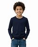 Charm n Cherish Cotton Knit Full Sleeves Solid Tee - Navy Blue