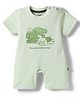 Mini Taurus Interlock Knit Half Sleeves Striped Romper with Animal Print - Mint