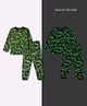 Babyhug Cotton Knit Full Sleeves T-Shirt & Pyjama Co-ord Glow in Dark Night Suit With Dino Print - Green