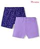 Honeyhap Premium Cotton Elastane Knit Mid Thigh Cycling Shorts With Bio Finish & Floral Print Pack Of 2 - Lilac & Navy Blue