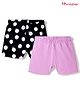 Honeyhap Premium Cotton Elastane Knit Mid Thigh Cycling Shorts With Bio Finish & Polka Dot Print Pack Of 2 - Black & Violet