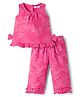 Babyoye Poplin Woven Sleeveless Floral Printed Co-Ords Top & Pant Set - Red