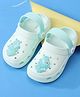 Babyoye Back Strap Closure Clogs With Dino Applique - Aqua Blue