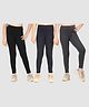 Zion Cotton Lycra Knit Pack Of 3 Solid Leggings - Black Navy Dark Grey