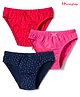 Honeyhap Premium Cotton Elastane Knit  Polka Dots Printed Panties With Bio Finish Pack of 3 - Navy Peoney Fandango Pink & High Risk Red