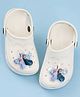 Yellow Bee Disney Frozen Featuring Elsa & Anna Applique Detailed Perforated Sling Back Clogs - White
