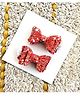 FOLLOW THE NEEDLE Glittered Bow Applique Detailed Hair Clips - Red
