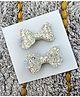 FOLLOW THE NEEDLE Glittered Bow Applique Detailed Hair Clips - Off White