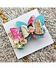 FOLLOW THE NEEDLE Doll & Bow Applique Detailed Glittered Hair Clip - Pink & Blue