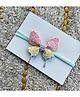 FOLLOW THE NEEDLE Butterfly Applique Detailed Sequins Embellished Headband - Yellow Blue & Pink