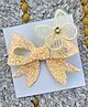 FOLLOW THE NEEDLE Glitter & Rhinestone Embellished Butterfly & Bow Applique Detailed Alligator Hair Clip - Yellow