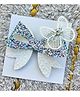FOLLOW THE NEEDLE Glitter & Rhinestone Embellished Butterfly & Bow Applique Detailed Alligator Hair Clip - White