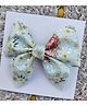 FOLLOW THE NEEDLE Glittered & Floral  Printed Bow Detailed Hair Clip - Blue