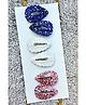 FOLLOW THE NEEDLE Set Of 6 Glitter Embellished Tic Tac Clips - Peach & Blue & White