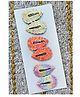 FOLLOW THE NEEDLE Set Of 6 Glitter Embellished Tic Tac Clips - Orange & Pink & Yellow
