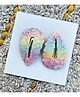 FOLLOW THE NEEDLE Glittered Hair Clips - Yellow Pink & Blue