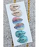 FOLLOW THE NEEDLE Set Of 6 Glittered Hair Clips - Blue Pink
