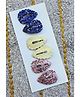 FOLLOW THE NEEDLE Set Of 6 Sequin Embellished Hair Clips - Blue Off White Peach