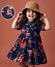 Kookie Kids Woven Puff Half  Sleeves Floral Printed Fit & Flare Dress - Multicolour