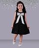 Lil' Drama Velvet Knit Sleeveless Star Printed With Bow Applique Detailed Dress - Black