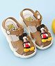 Yellow Bee Disney Mickey & Friends Featuring Mickey Applique Detailed Button Closure Sandals - Brown