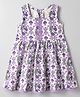 EARTHY TOUCH 100% Cotton Knit Sleeveless Floral Printed Frock - White