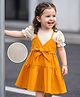 Mark & Mia Half Puffed Sleeves Solid Colour Tiered Party Dress with Bow Applique - Orange