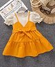 Mark & Mia Half Puffed Sleeves Solid Colour Tiered Party Dress with Bow Applique - Orange