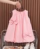 Mark & Mia Cotton Solid Colour A Line Frock with Bow Applique - Pink