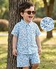 Mark & Mia Cotton Half Sleeves Co-ords Shirt & Shorts Set with Floral Print - Light Blue