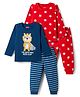 Babyhug Cotton Knit Full Sleeves T-Shirt & Pajama Night Suits with Star Print & Stripes Pack of 2 - Navy Blue & Red