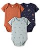 I Bears Interlock Knit Half Sleeves Onesies with Space Theme Print Pack of 3 - Multicolor