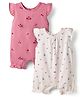 I Bears Interlock Knit Sleeveless Apple & Cherry Printed Rompers with Frill Detailing Pack of 2 - Pink & White