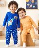 Babyhug 100% Cotton Knit Full Sleeves T-Shirts & Pyjamas Co-ord Night Suits With Space Theme Print Pack of 2 - Multicolor
