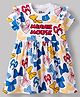 Babyhug Disney 100% Cotton Knit Half Sleeves Frock With Minnie Mouse Graphics - White
