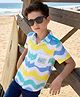 OLLINGTON ST. Sinker Knit Half Sleeves Striped Shirt with Hi Print - Multicolor