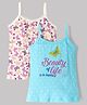 Bodycare Cotton Knit Sleeveless Slips With Butterfly & Star Print Pack of 2 - White & Light Blue
