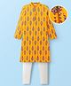 EARTHY TOUCH 100% Cotton Knit Full Sleeves Floral Printed Kurta & Pyjama Set - Yellow