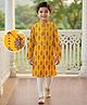 EARTHY TOUCH 100% Cotton Knit Full Sleeves Floral Printed Kurta & Pyjama Set - Yellow