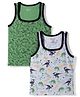 Bodycare 100% Cotton Knit Sleeveless Dino Printed Vests Pack Of 2 - Green & White